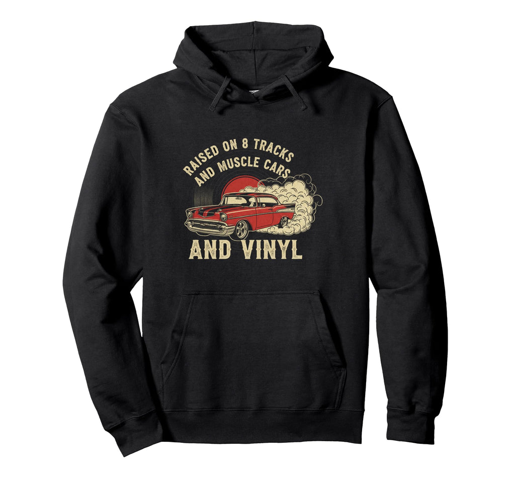 Raised Vinyl And V8S 57 Bel Air Car Lover Hoodie - Graphic Print for Adults - T-Shirt, Sweatshirt, Hoodie
