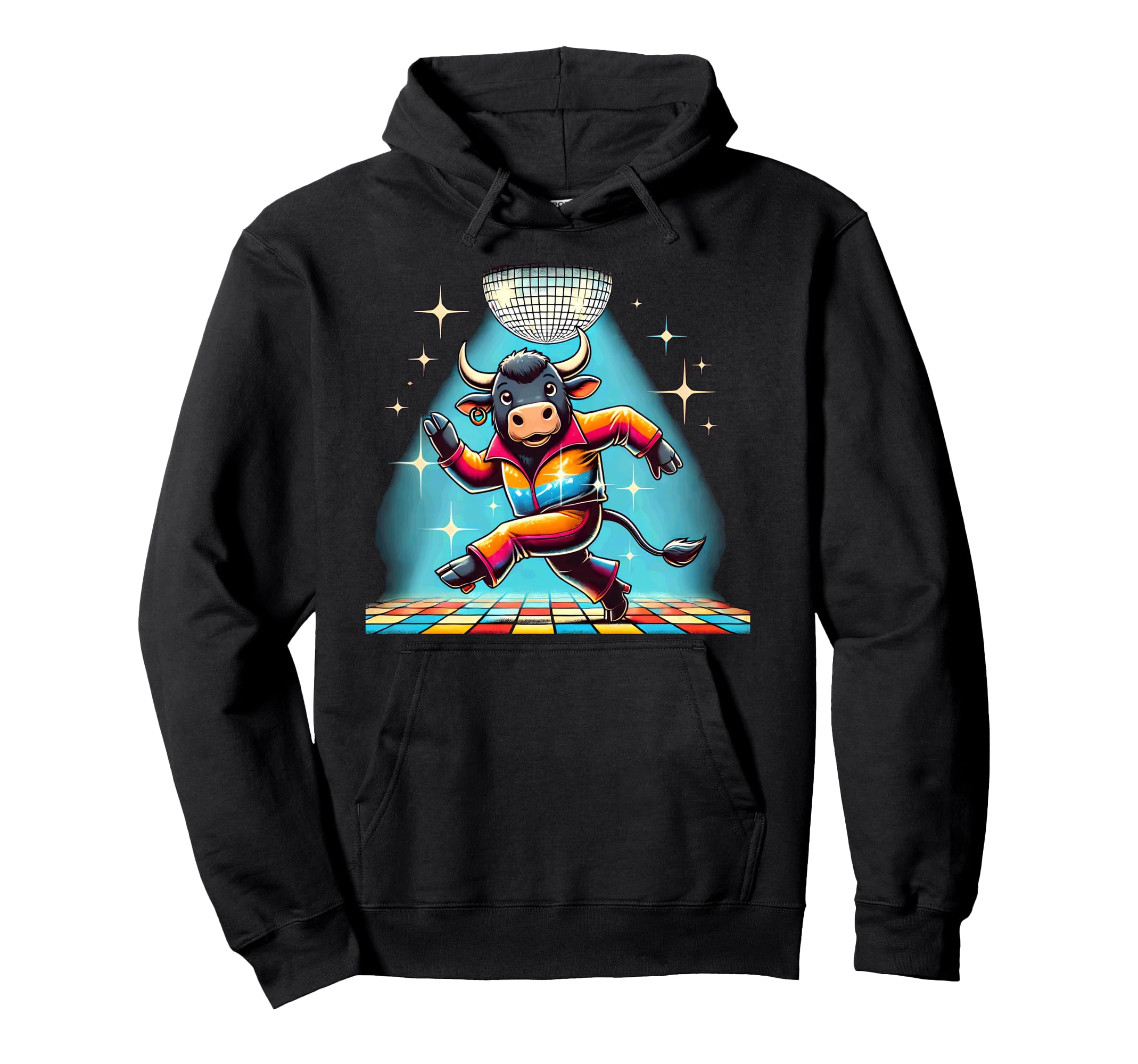 Aesthetic Ox Bull Disco Hoodie - Trendy Graphic for Adults - T-Shirt, Sweatshirt, Hoodie