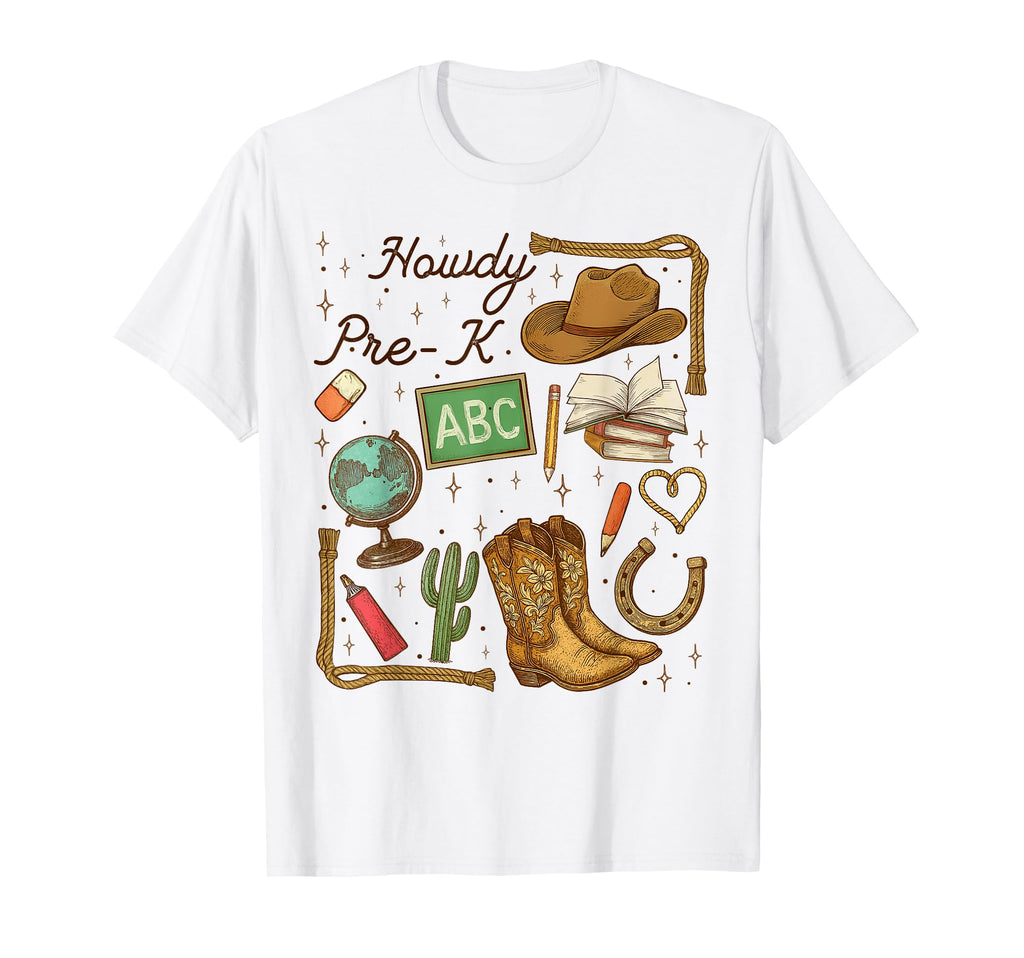 Howdy Pre K Back To School Western T-Shirt - Custom Art Print for Adults - T-Shirt, Sweatshirt, Hoodie