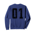 Number 01 Distressed Grunge Back Sweatshirt - Graphic Print for Adults - T-Shirt, Sweatshirt, Hoodie