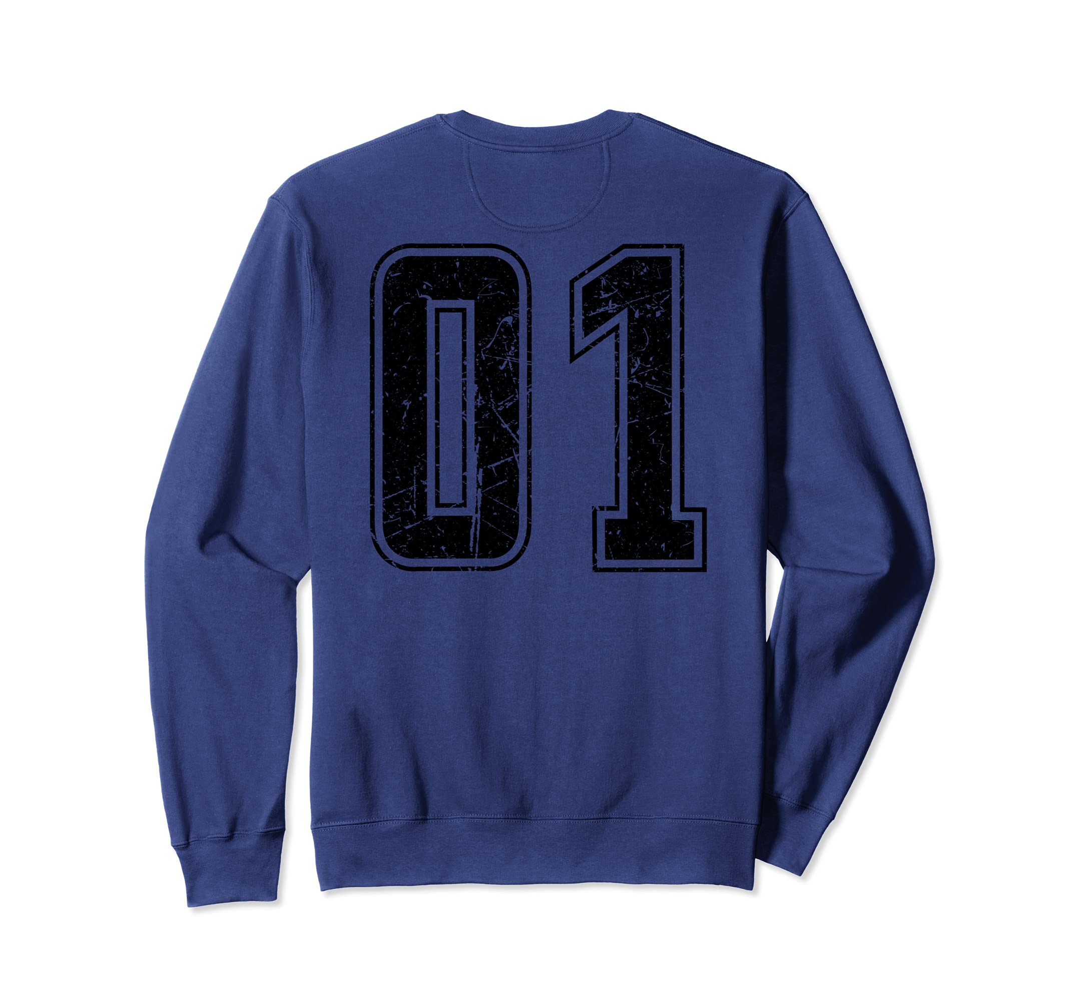 Number 01 Distressed Grunge Back Sweatshirt - Graphic Print for Adults - T-Shirt, Sweatshirt, Hoodie