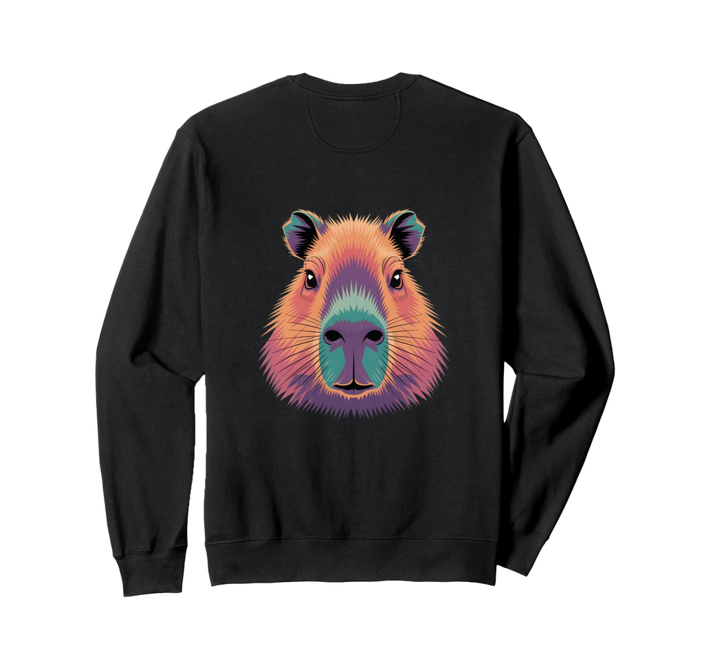 Vibrant Colorful Capybara Face Sweatshirt - Custom Art Print for Adults - T-Shirt, Sweatshirt, Hoodie