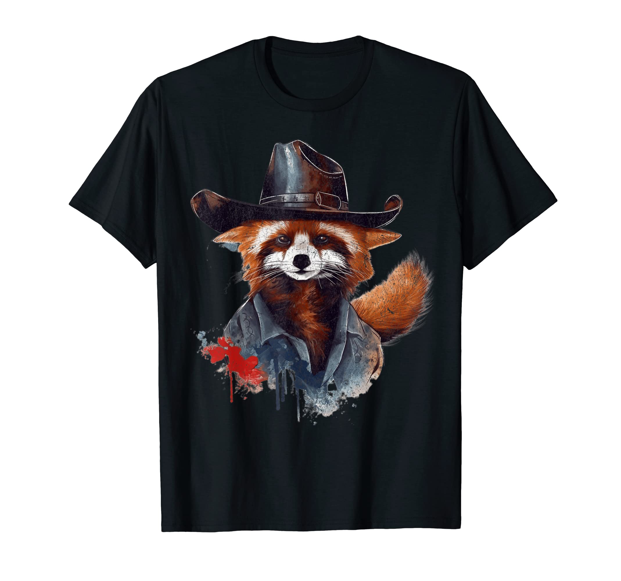 Red Panda Cowboy Hat Western T-Shirt - Fun Novelty Design for Adults - T-Shirt, Sweatshirt, Hoodie
