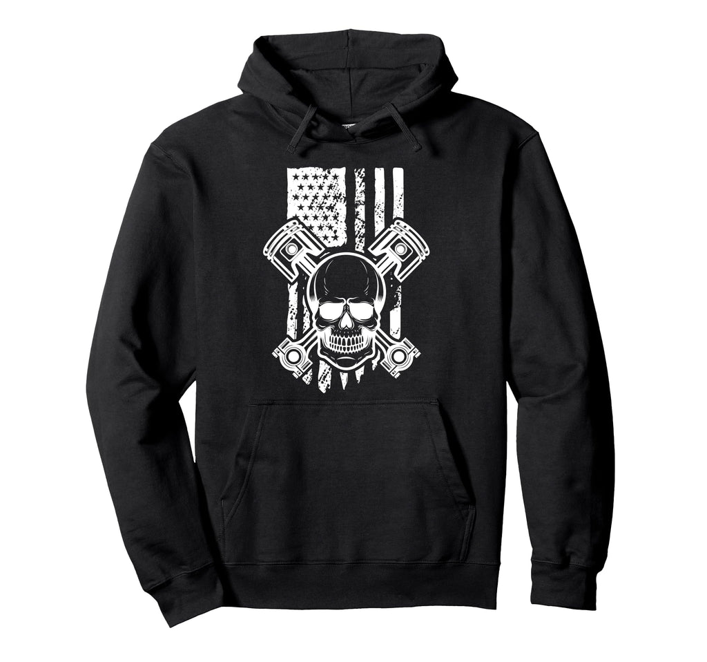 Us Flag American Motorcycle Biker Hoodie - Unique Graphic for Adults - T-Shirt, Sweatshirt, Hoodie