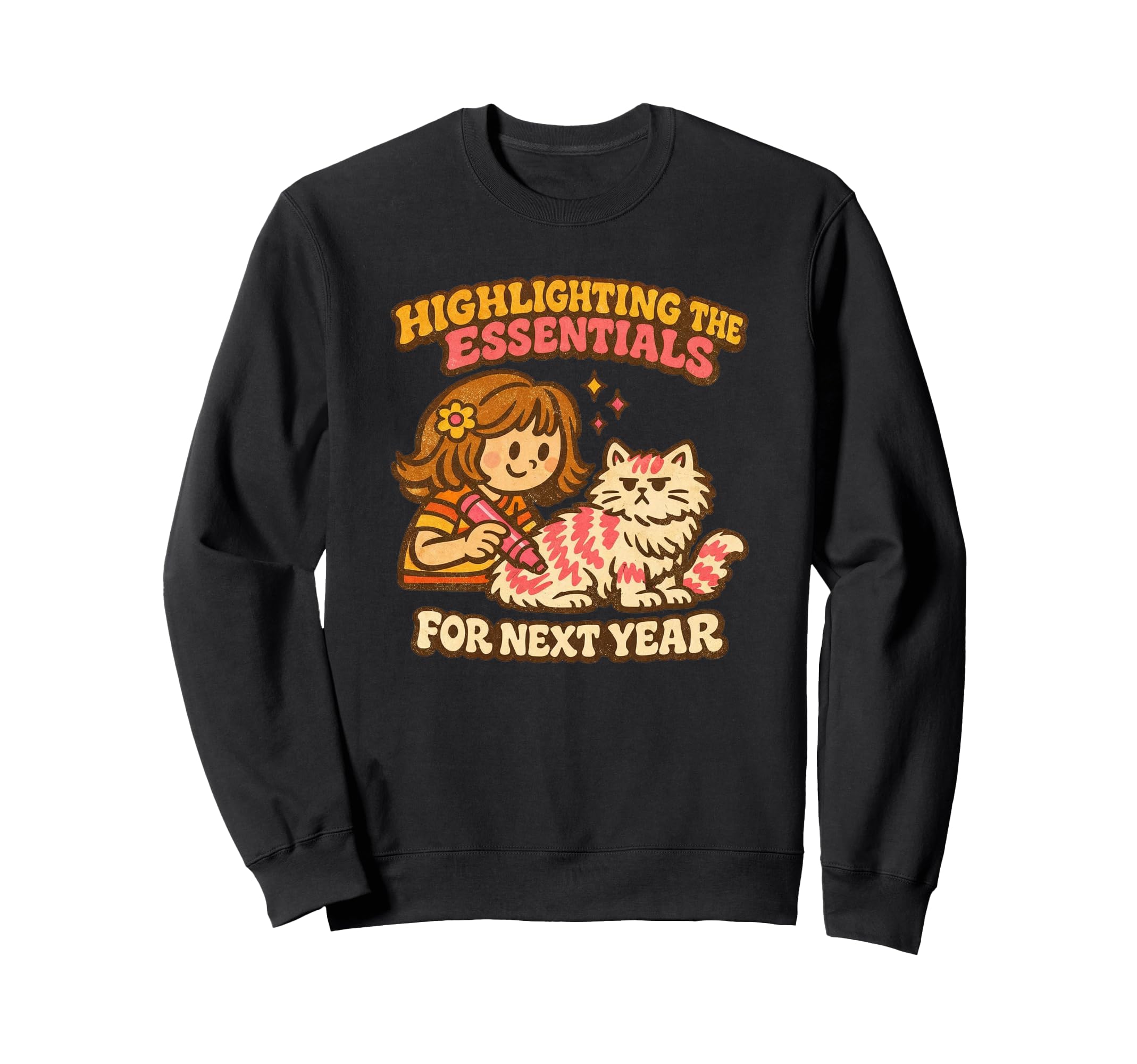 70S Cat Highlight Essentials Next Sweatshirt - Casual Everyday Wear Unisex - T-Shirt, Sweatshirt, Hoodie