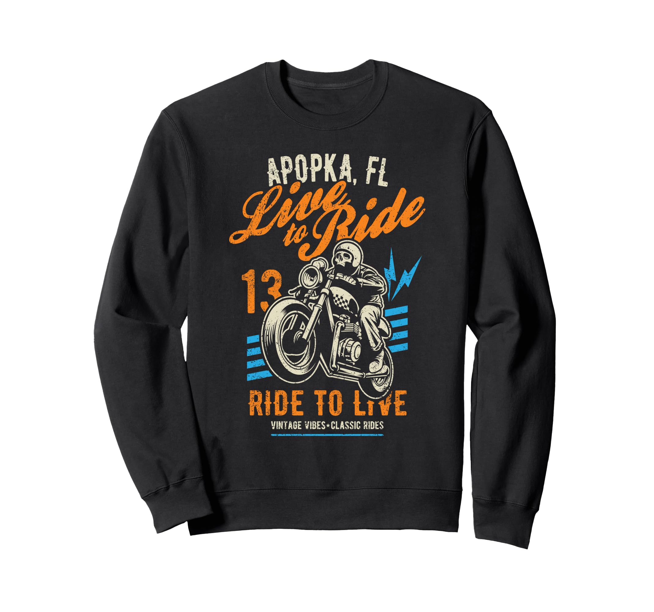 Apopka Fl Usa Motorcycle Skull Sweatshirt - Minimalist Print for Adults - T-Shirt, Sweatshirt, Hoodie