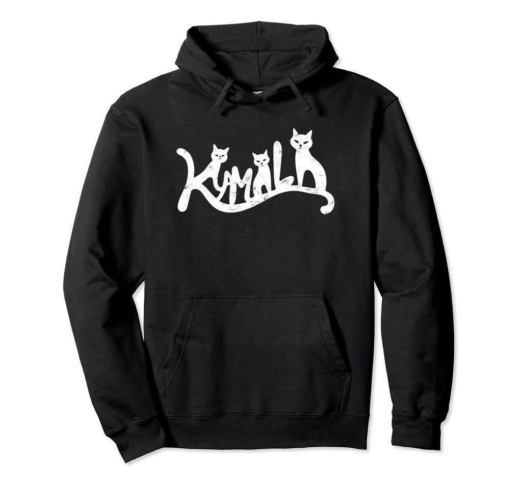 Kamala Cat Typography Distressed Hoodie - Novelty Apparel Men Women - T-Shirt, Sweatshirt, Hoodie