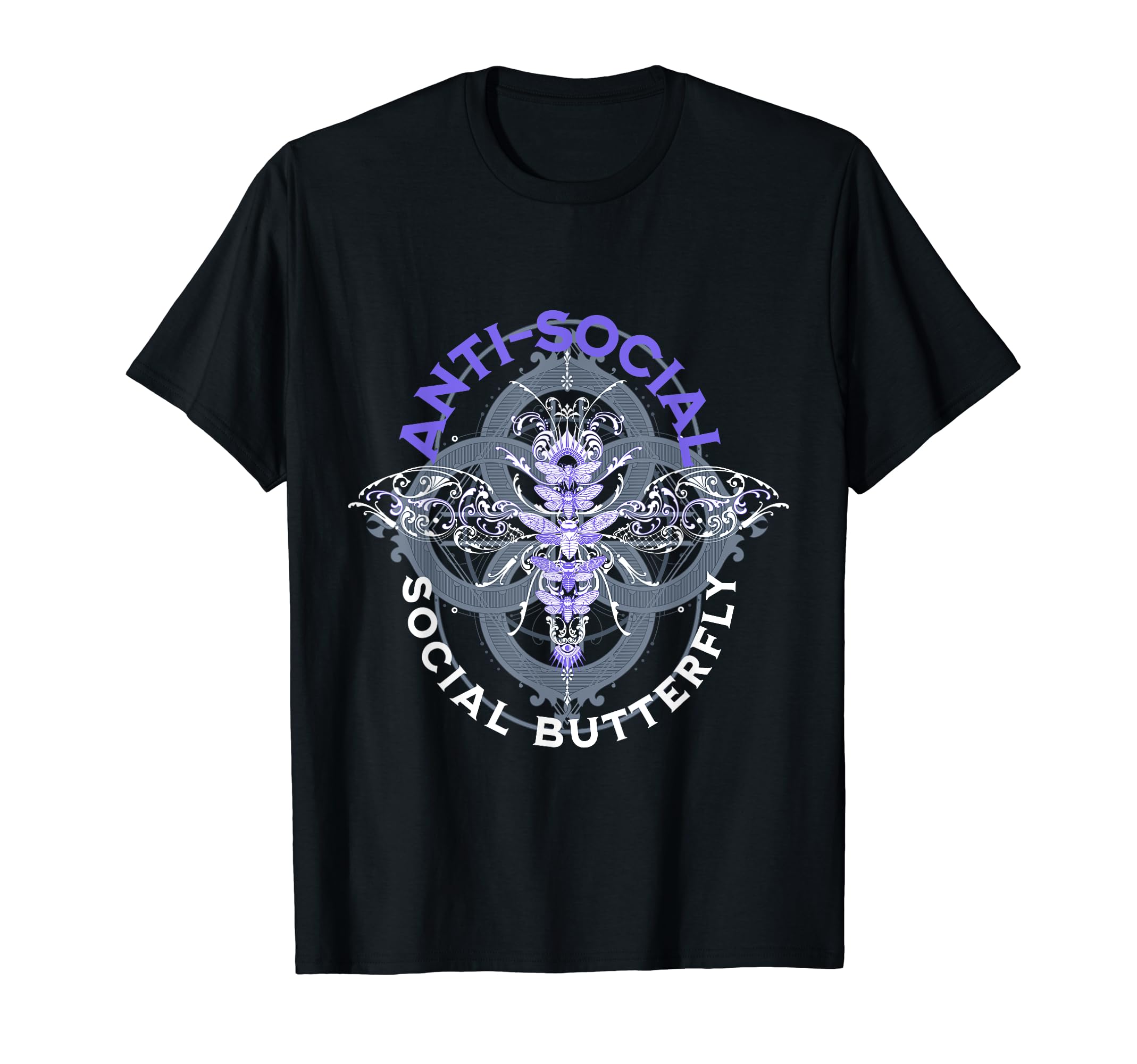 Anti Social Social Butterfly Moth T-Shirt - Custom Art Print Men Women - T-Shirt, Sweatshirt, Hoodie