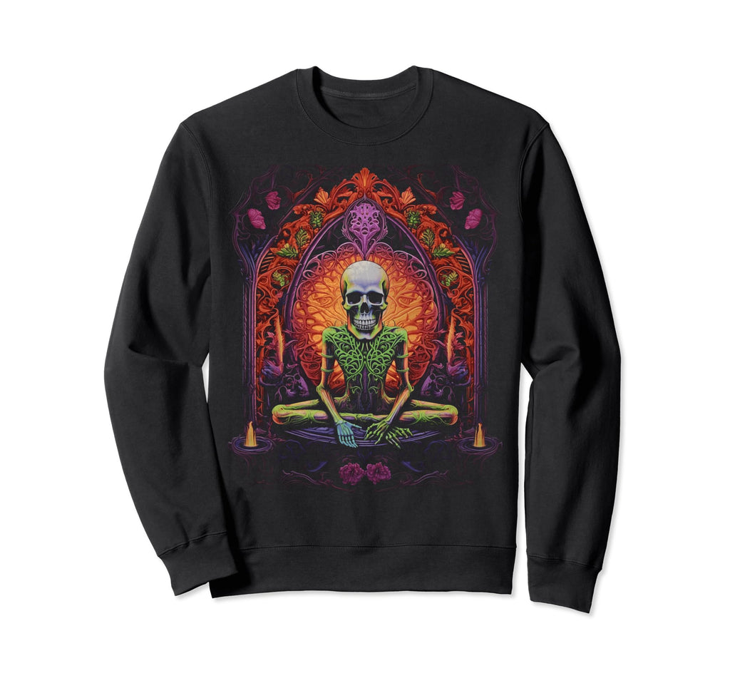 Skeleton Meditation 70S Goth Sweatshirt - Streetwear Style Unisex - T-Shirt, Sweatshirt, Hoodie