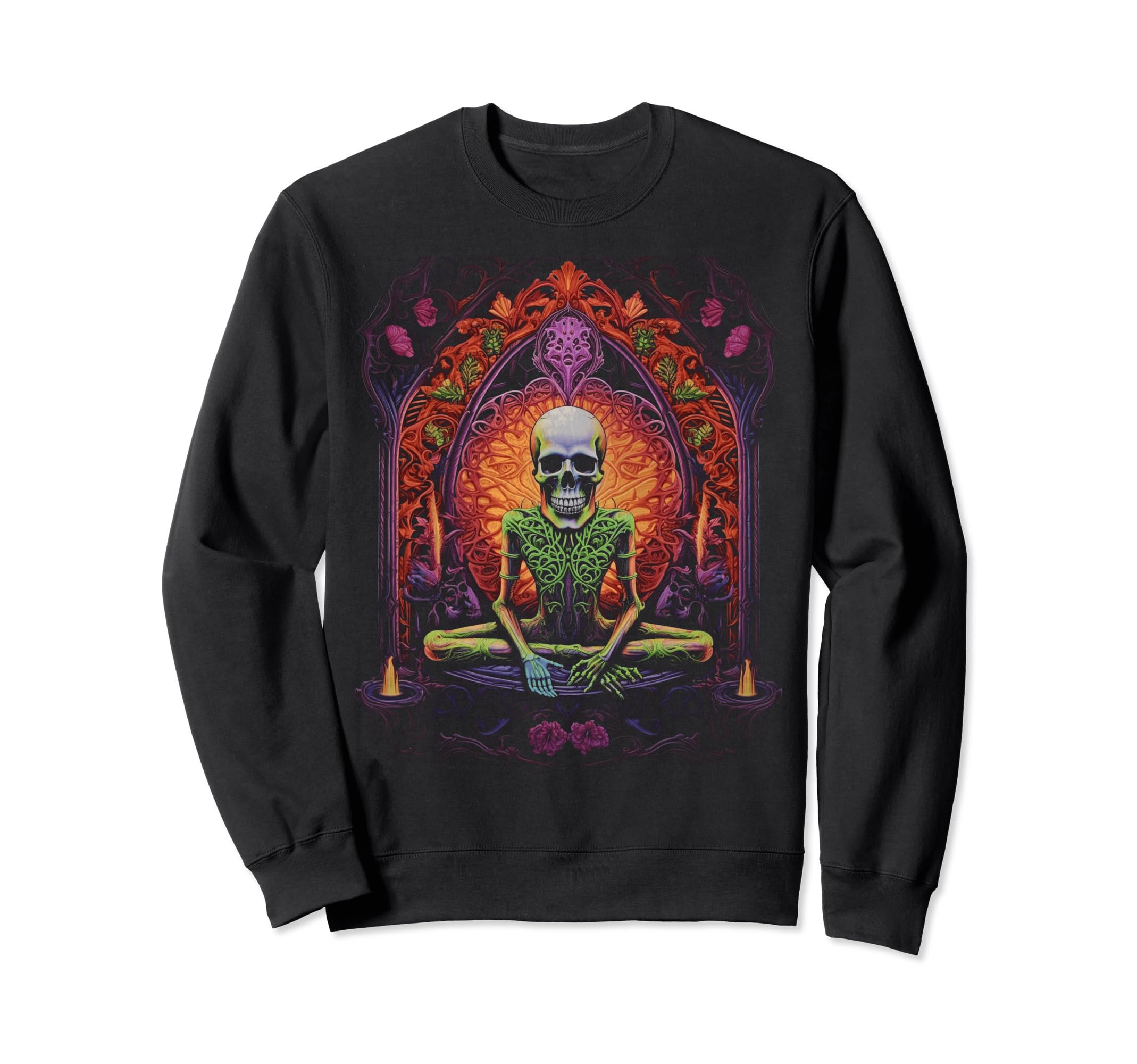 Skeleton Meditation 70S Goth Sweatshirt - Streetwear Style Unisex - T-Shirt, Sweatshirt, Hoodie