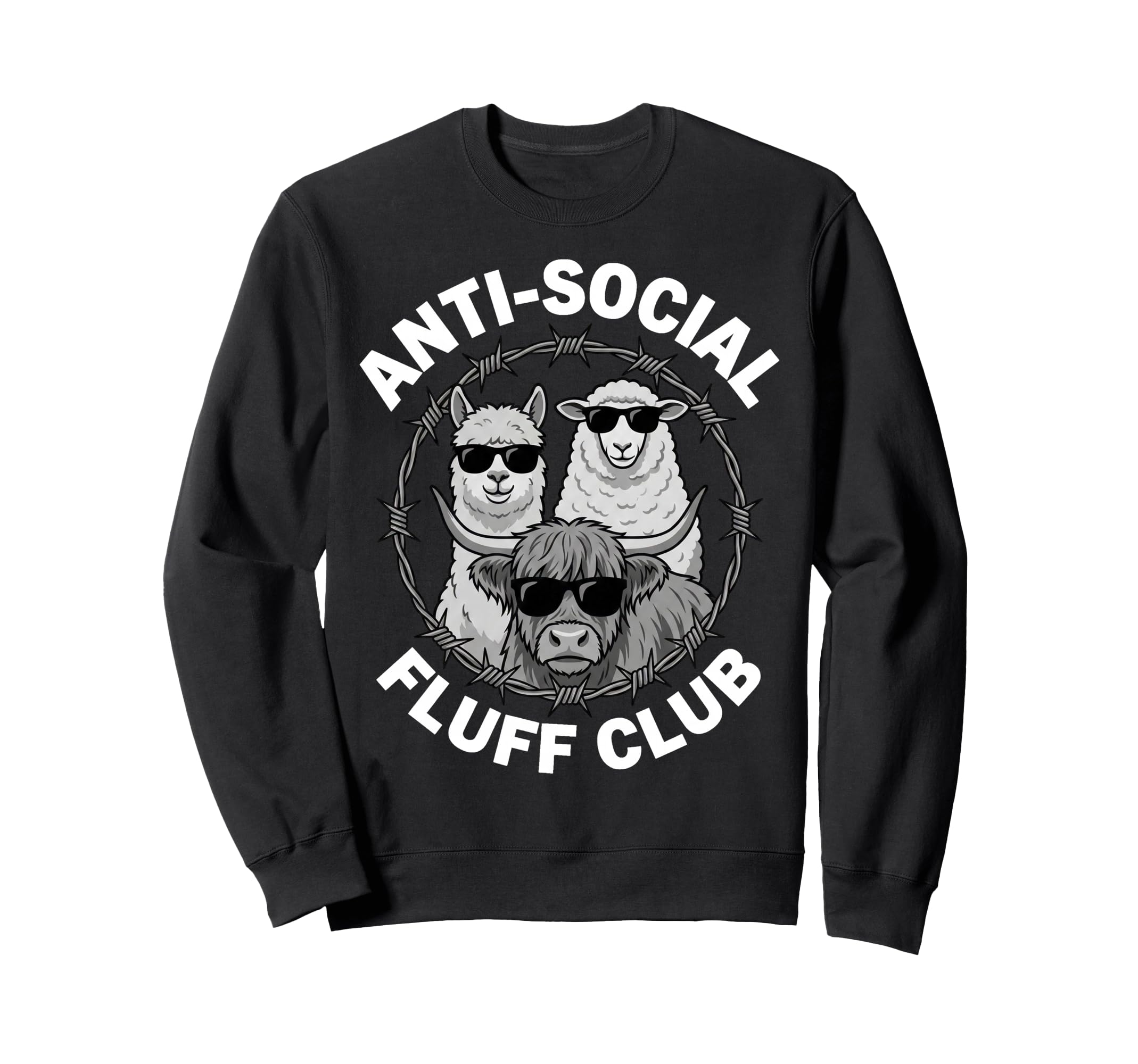 Anti Social Fluff Club Funny Farm Sweatshirt - Custom Art Print Unisex - T-Shirt, Sweatshirt, Hoodie