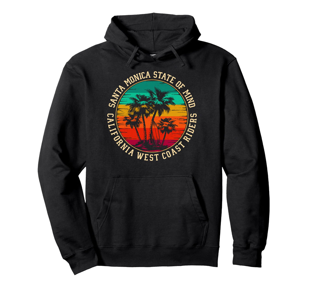 Santa Monica West Coast Surf Rider Hoodie - Minimalist Print Men Women - T-Shirt, Sweatshirt, Hoodie