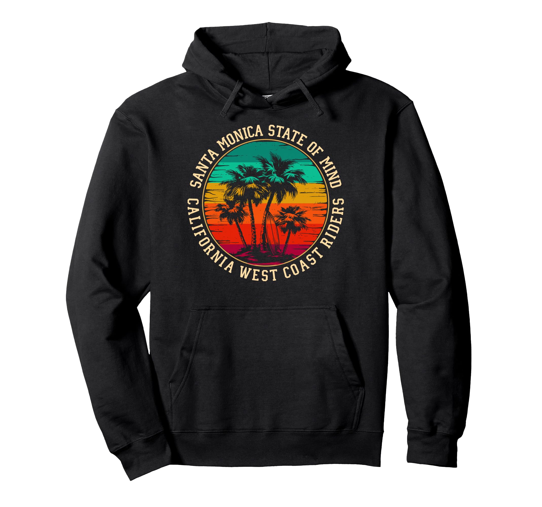 Santa Monica West Coast Surf Rider Hoodie - Minimalist Print Men Women - T-Shirt, Sweatshirt, Hoodie