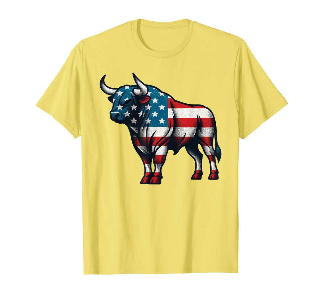 Bull American Flag Usa 4Th July Western T-Shirt - Unique Graphic Unisex - T-Shirt, Sweatshirt, Hoodie