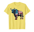 Bull American Flag Usa 4Th July Western T-Shirt - Unique Graphic Unisex - T-Shirt, Sweatshirt, Hoodie