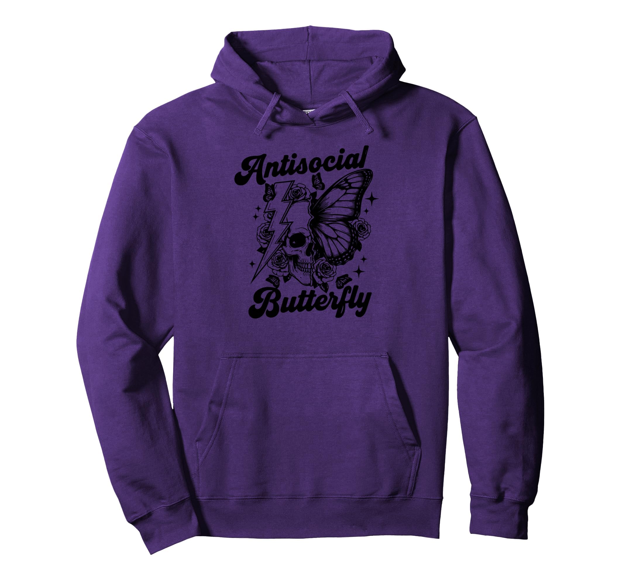 Anti Social Butterfly Hoodie - Novelty Apparel for Adults - T-Shirt, Sweatshirt, Hoodie