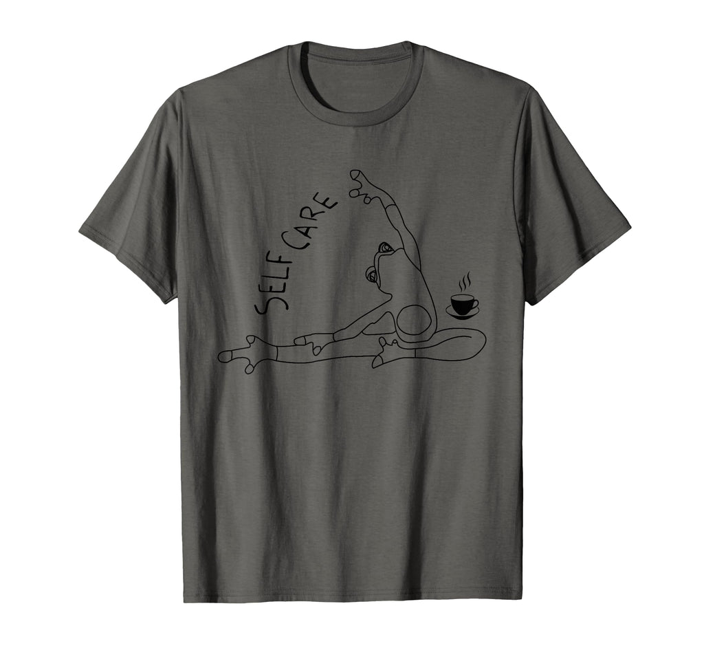 Funny Self Care Frog Doing Yoga Coffee T-Shirt - Fun Novelty Design Unisex - T-Shirt, Sweatshirt, Hoodie