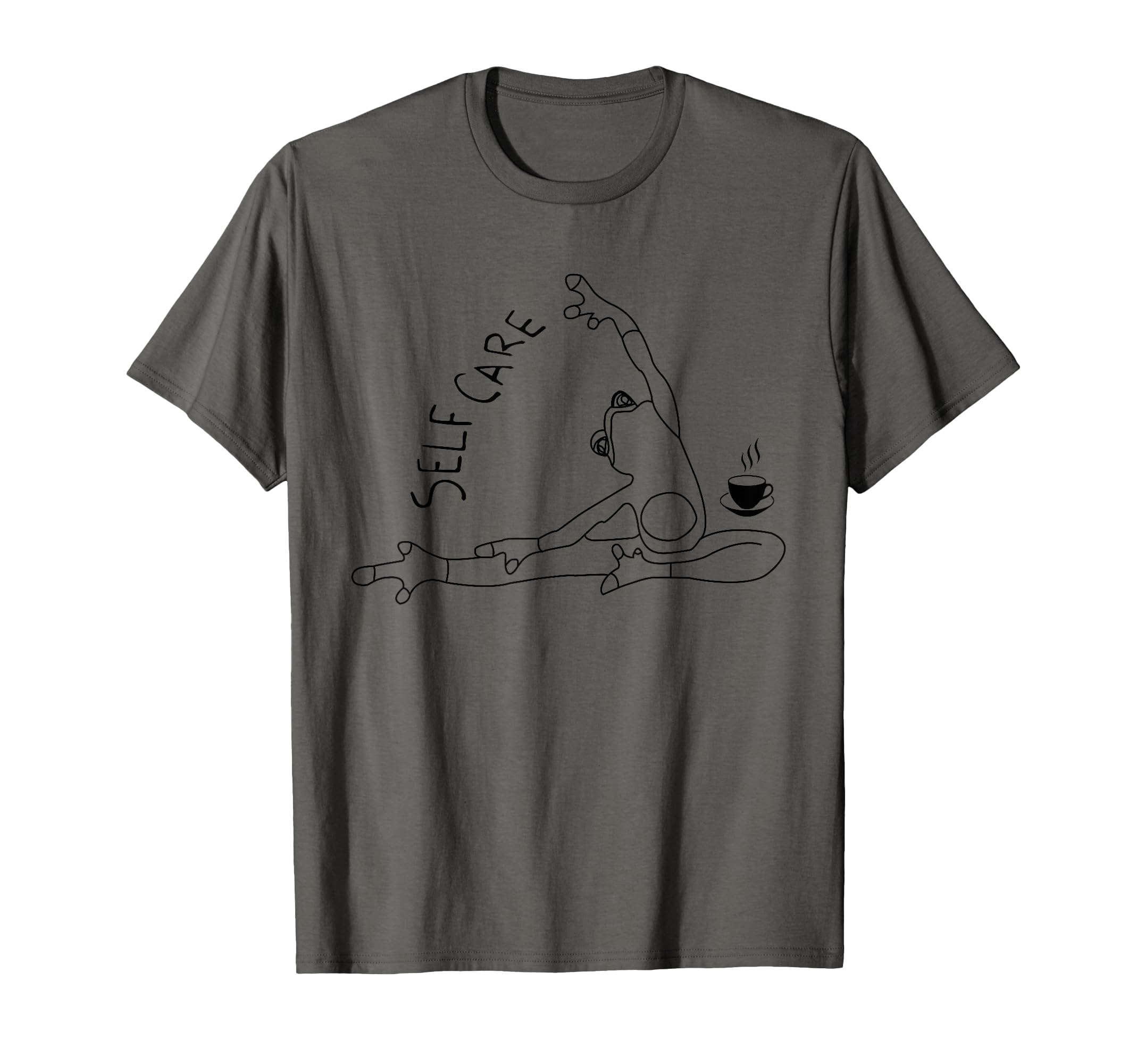 Funny Self Care Frog Doing Yoga Coffee T-Shirt - Fun Novelty Design Unisex - T-Shirt, Sweatshirt, Hoodie