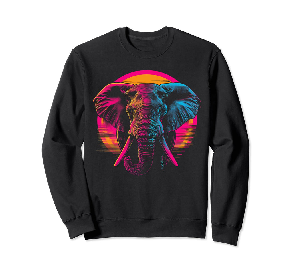 Elephant Vaporwave Aesthetic Synthwave Sweatshirt - Novelty Apparel Unisex - T-Shirt, Sweatshirt, Hoodie