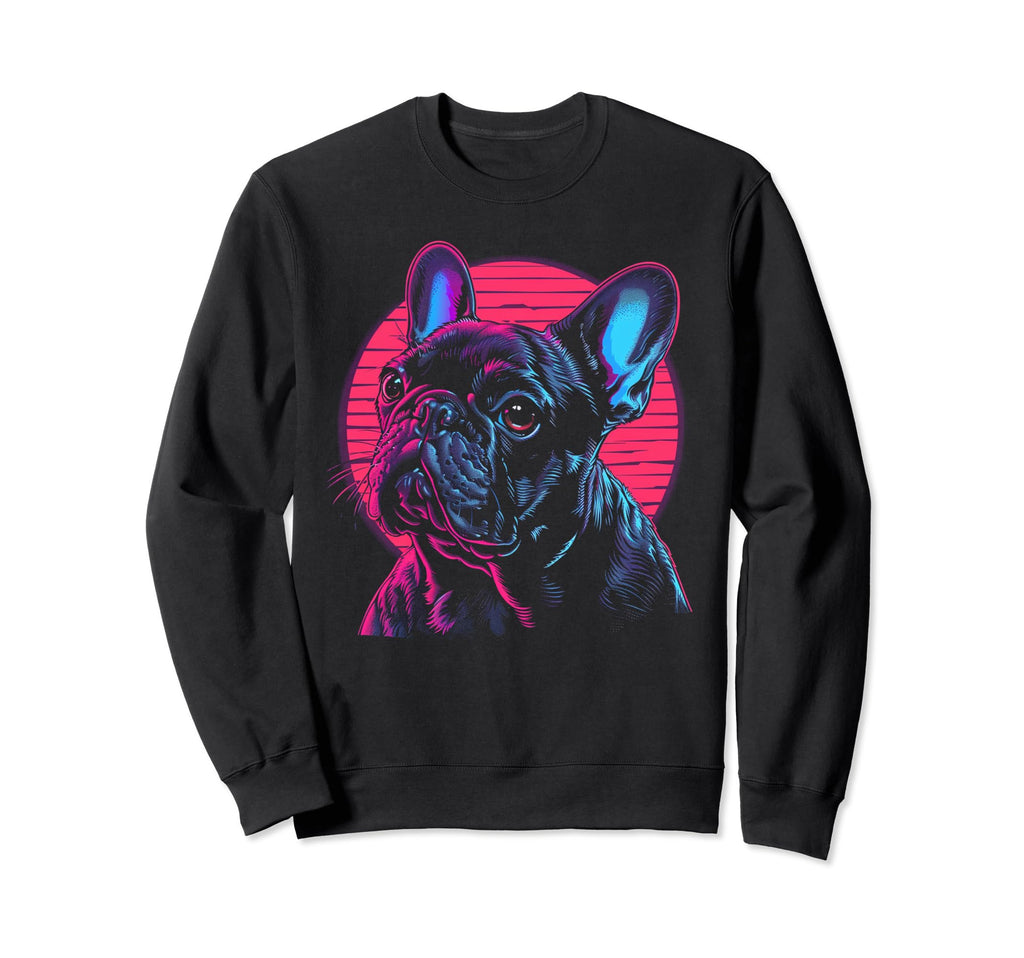 French Bulldog Dog Vaporwave Retrowave Sweatshirt - Trendy Graphic Unisex - T-Shirt, Sweatshirt, Hoodie