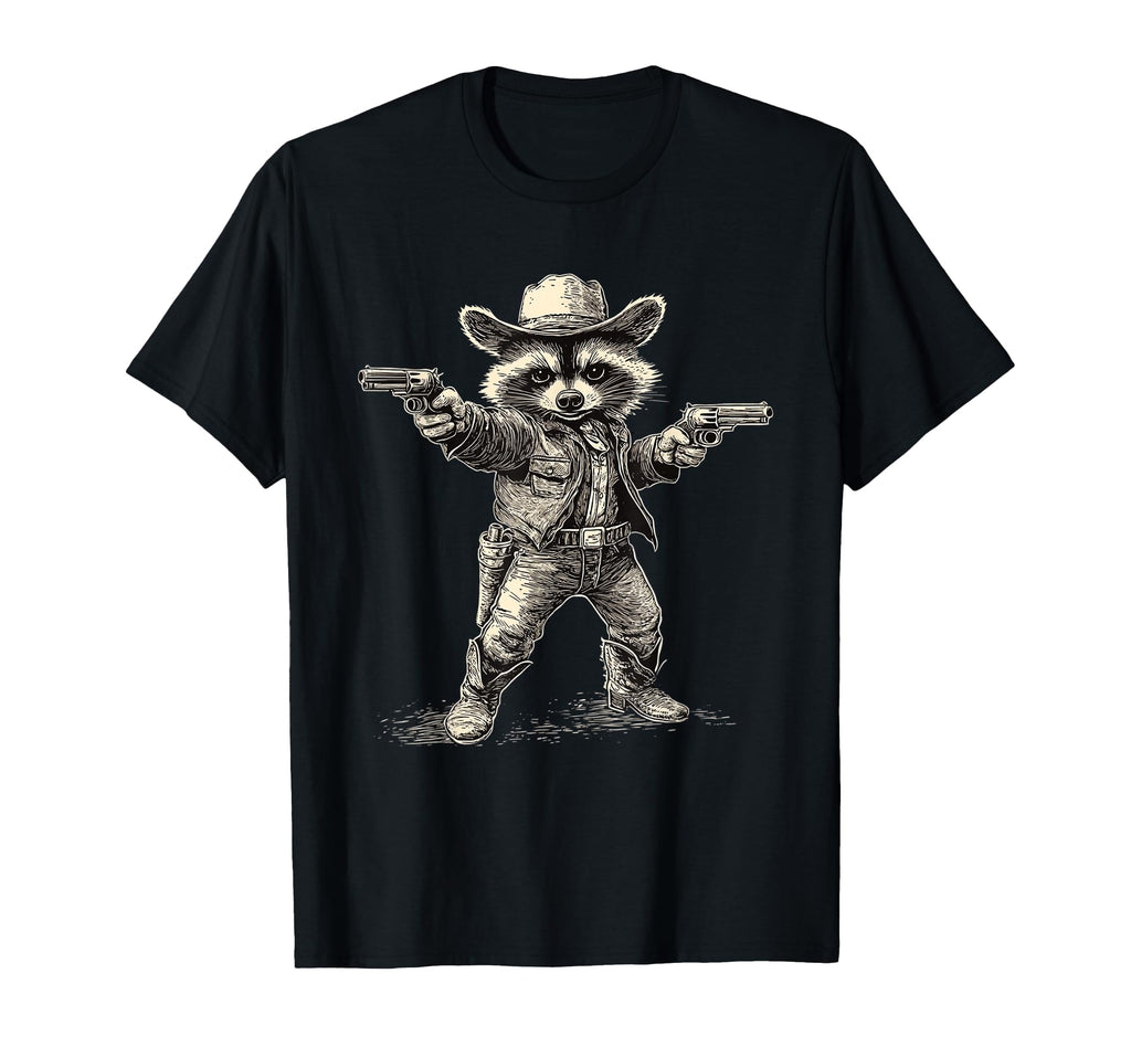 Raccoon Cowboy Cowgirl Trash Panda T-Shirt - Fun Novelty Design for Adults - T-Shirt, Sweatshirt, Hoodie