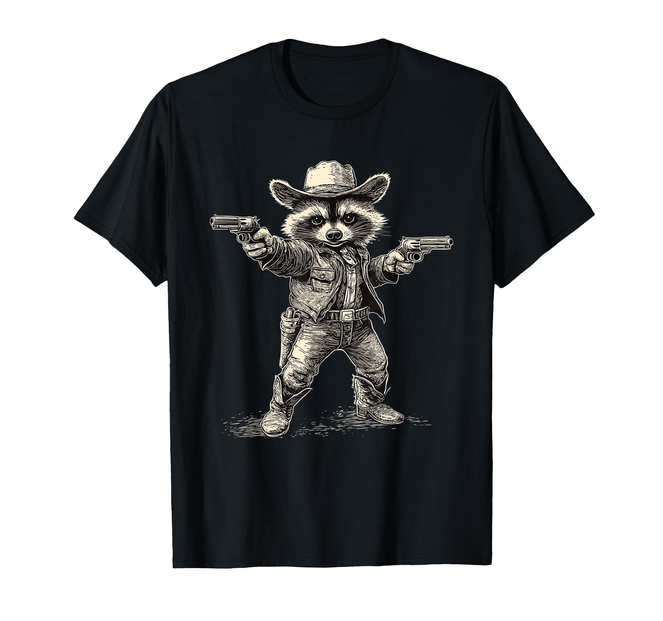 Raccoon Cowboy Cowgirl Trash Panda T-Shirt - Fun Novelty Design for Adults - T-Shirt, Sweatshirt, Hoodie