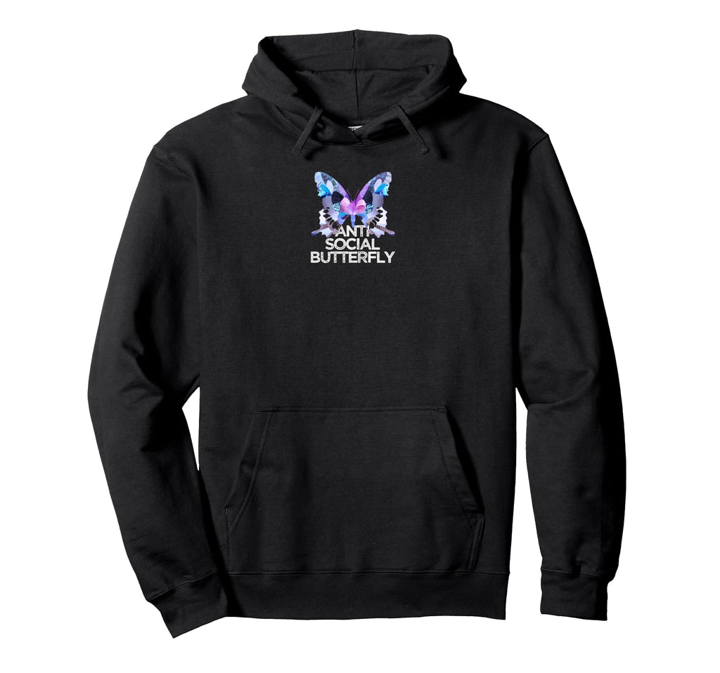 Funny Anti Social Butterfly Collage Hoodie - Custom Art Print for Adults - T-Shirt, Sweatshirt, Hoodie