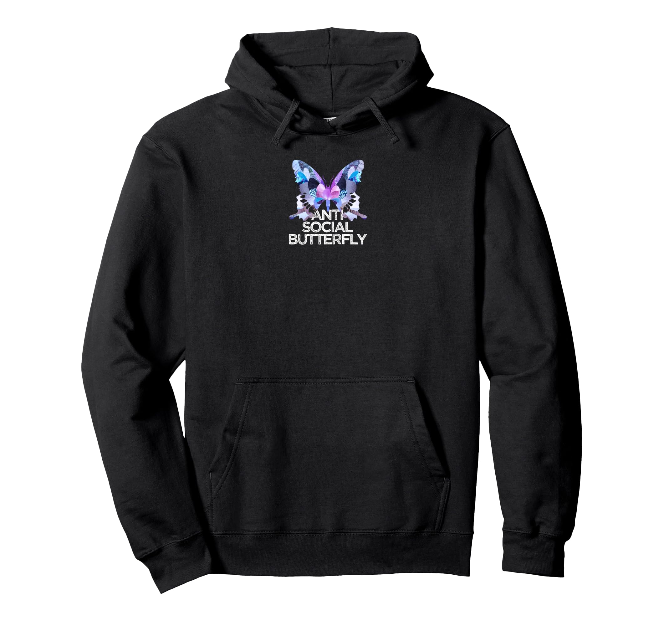 Funny Anti Social Butterfly Collage Hoodie - Custom Art Print for Adults - T-Shirt, Sweatshirt, Hoodie