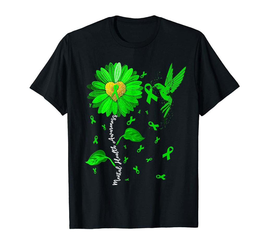 Sunflower Hummingbird Green Ribbon T-Shirt - Streetwear Style Men Women - T-Shirt, Sweatshirt, Hoodie