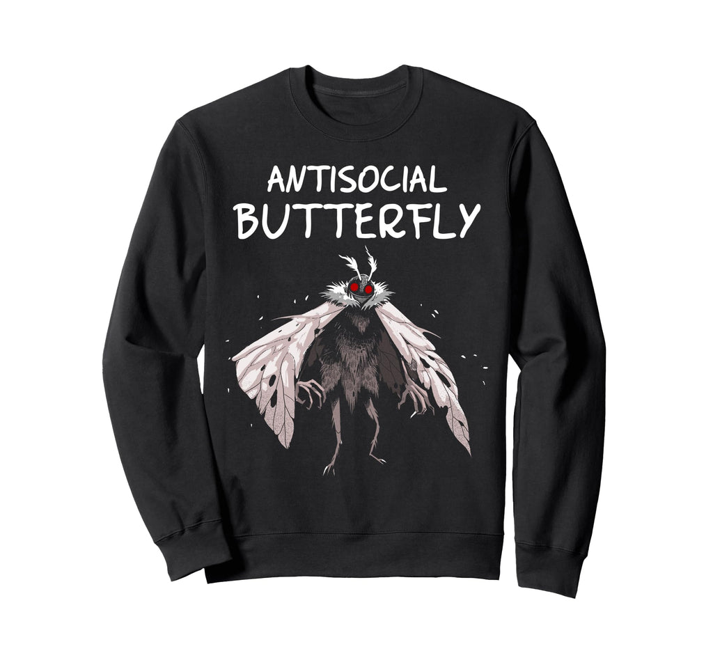 Mothman Antisocial Butterfly Sweatshirt - Minimalist Print Unisex - T-Shirt, Sweatshirt, Hoodie
