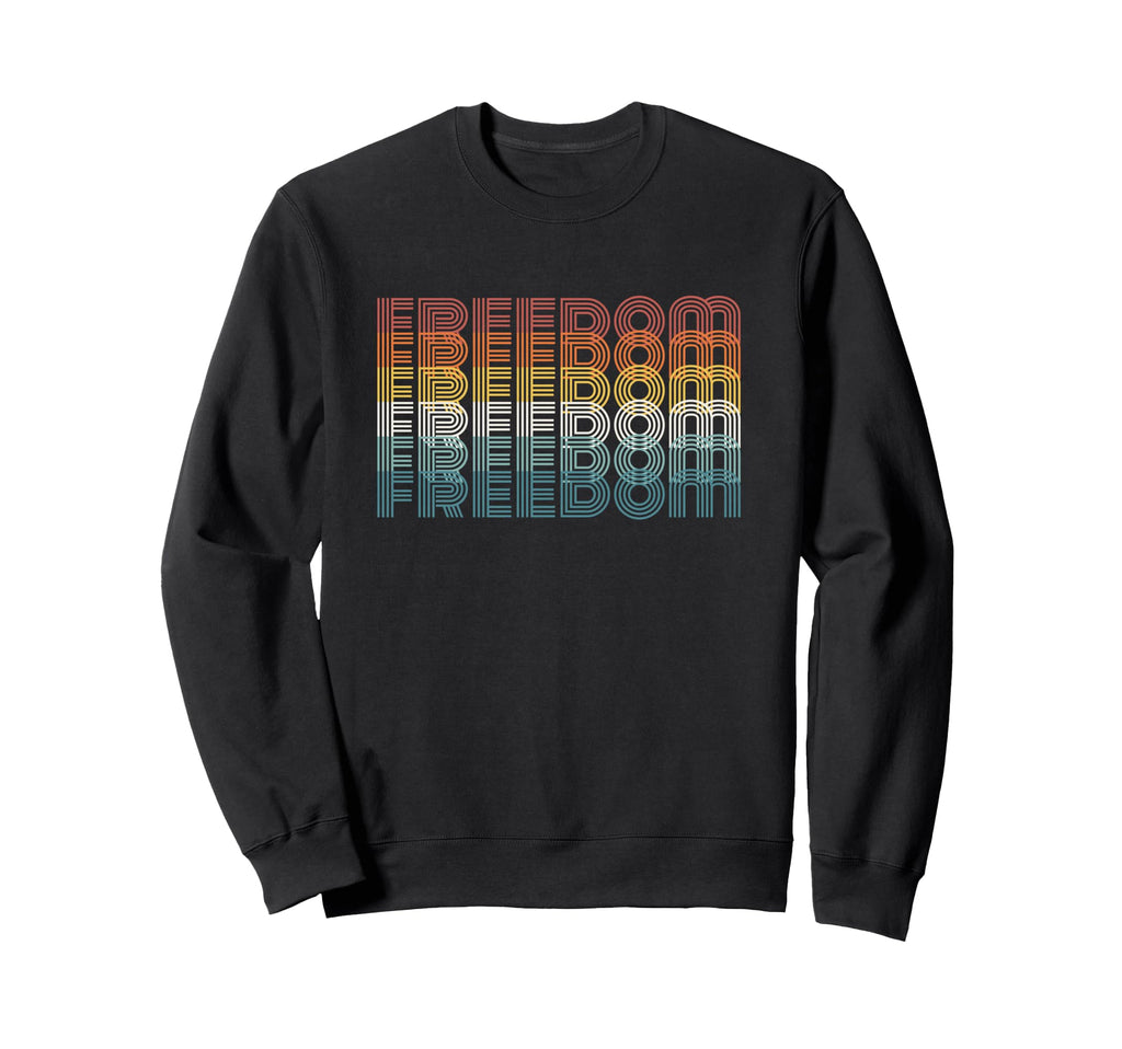 Freedom Distressed Stripes Typography Sweatshirt - Unique Graphic Unisex - T-Shirt, Sweatshirt, Hoodie