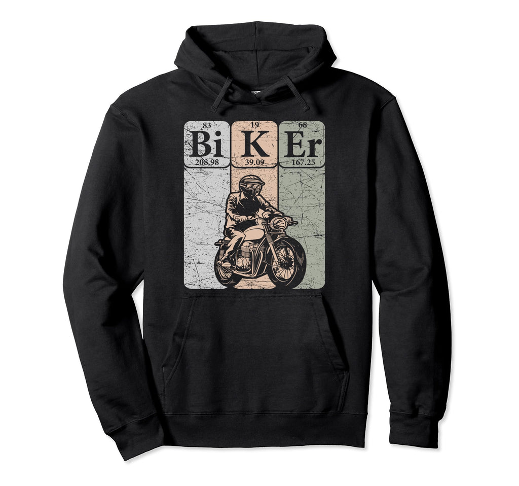 Biker Periodic Table Elements Motorcycle Hoodie - Unique Graphic Men Women - T-Shirt, Sweatshirt, Hoodie