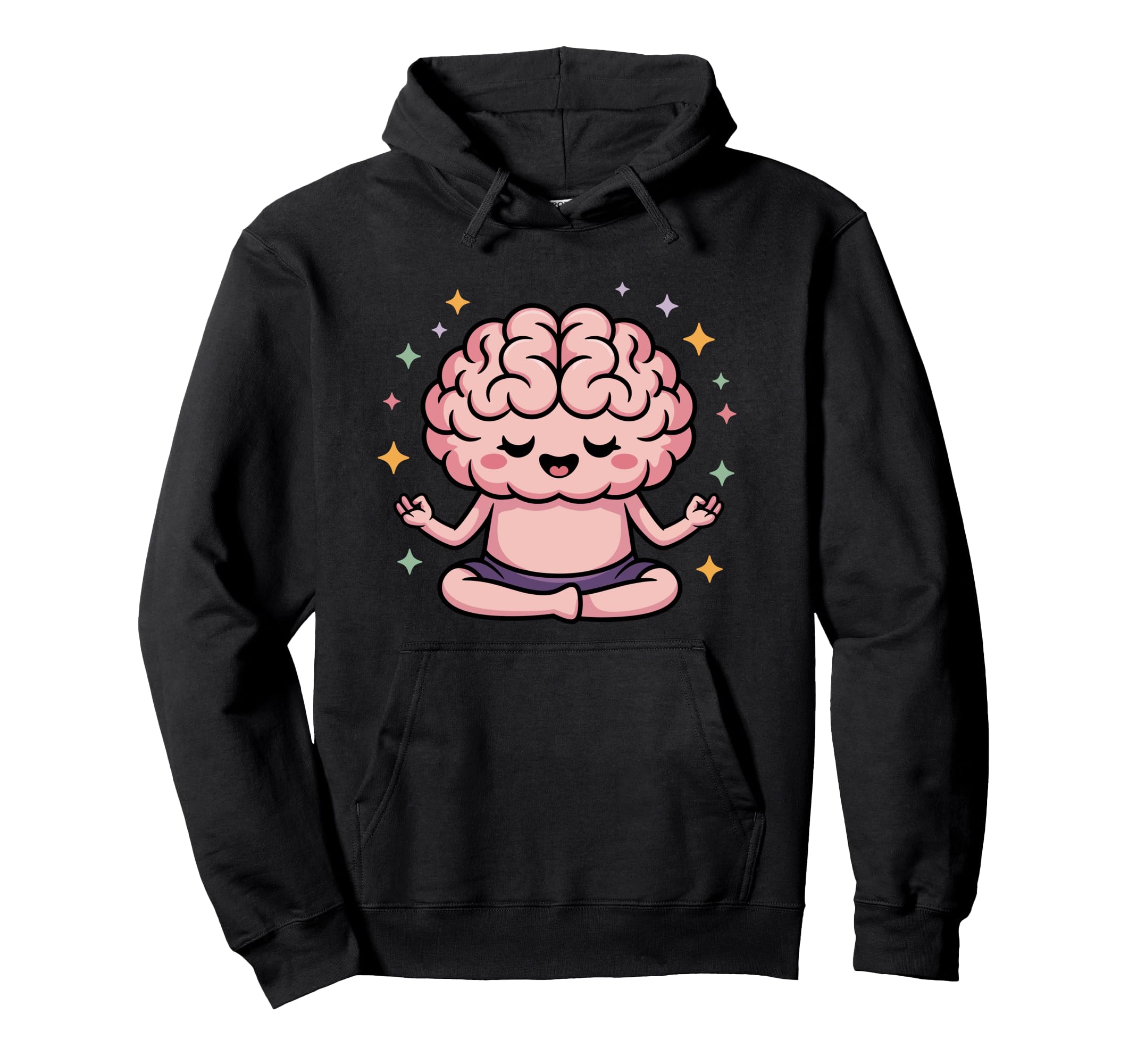 Brain Doing Yoga Funny Mindfulness Hoodie - Unique Graphic Unisex - T-Shirt, Sweatshirt, Hoodie