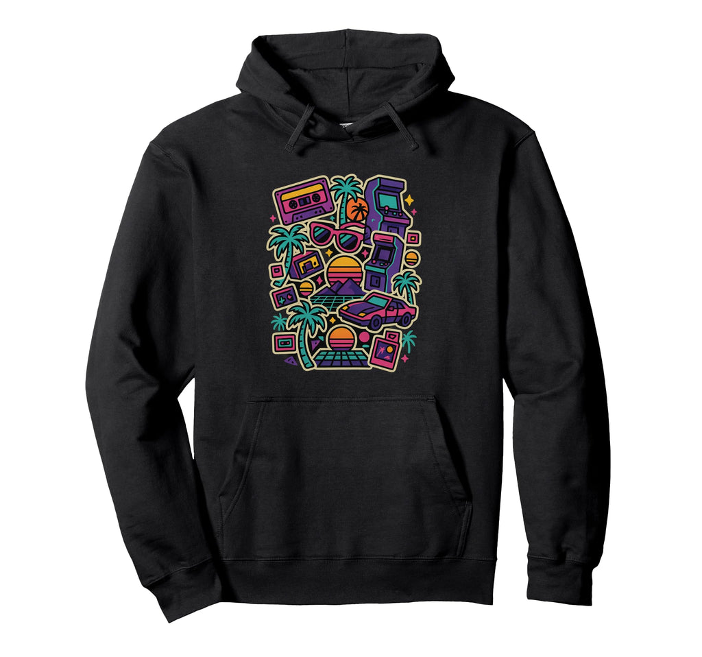80S Synthwave Hoodie - Custom Art Print for Adults - T-Shirt, Sweatshirt, Hoodie
