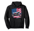 American Usa Flag Motorcycle Hoodie - Fun Novelty Design Unisex - T-Shirt, Sweatshirt, Hoodie