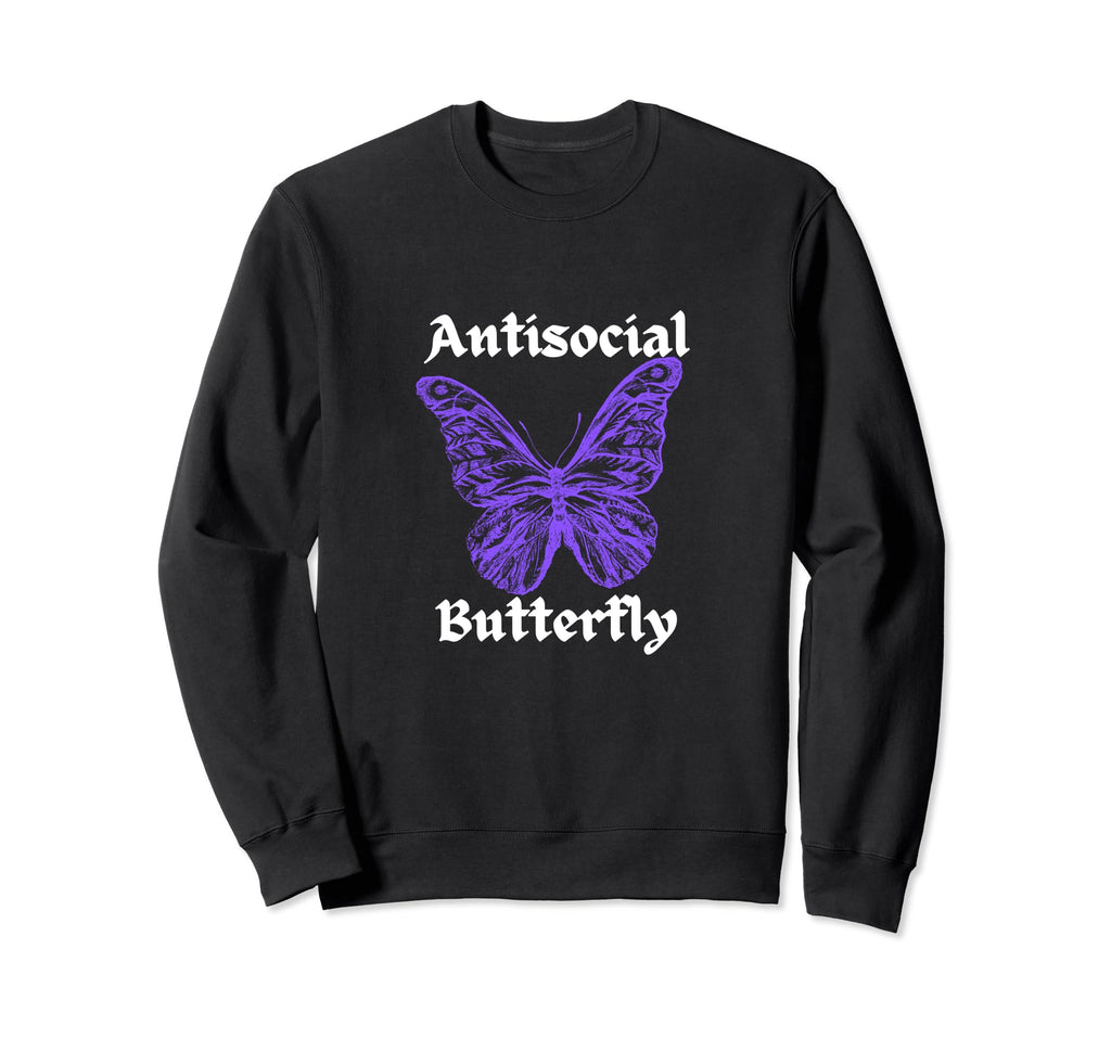 Antisocial Butterfly Sweatshirt - Aesthetic Graphic Men Women - T-Shirt, Sweatshirt, Hoodie