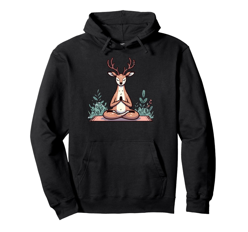Meditation Deer Yoga Pose Relaxing Animal Hoodie - Trendy Graphic Men Women - T-Shirt, Sweatshirt, Hoodie