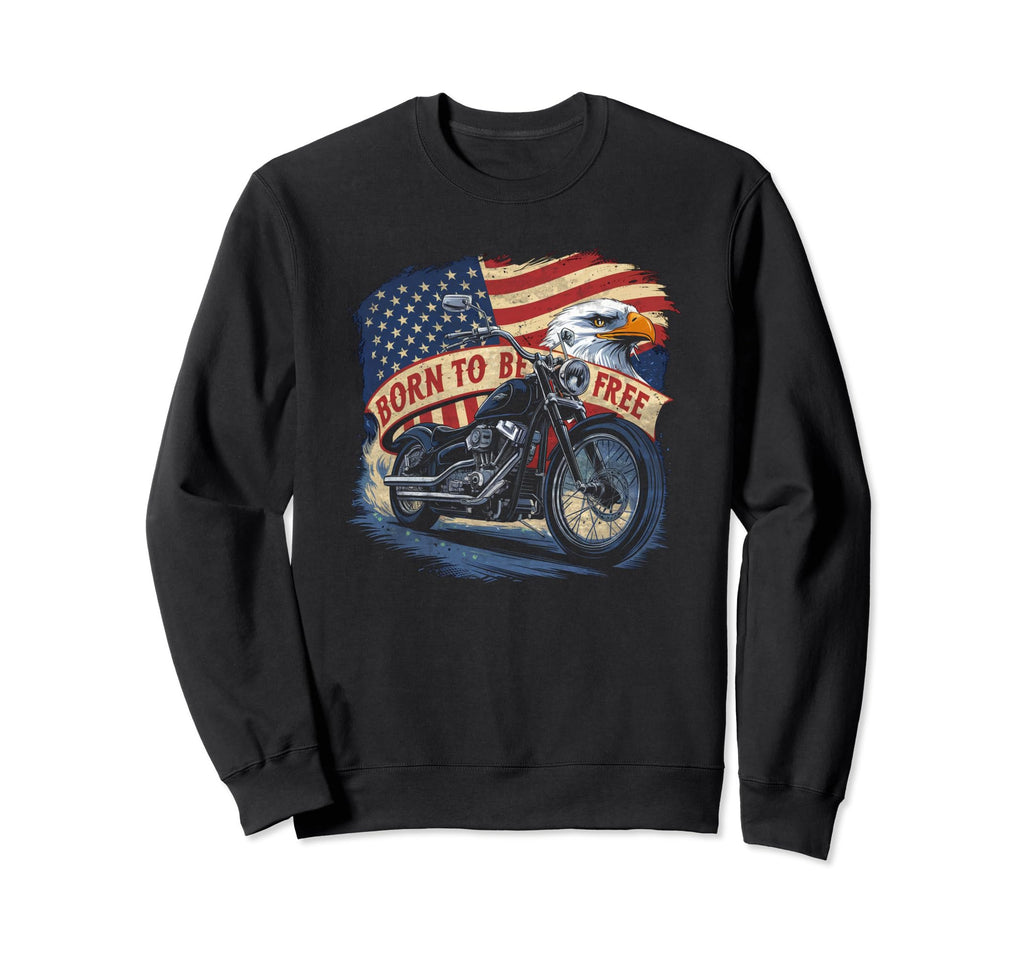 Born To Be Free Eagle Flag Sweatshirt - Casual Everyday Wear for Adults - T-Shirt, Sweatshirt, Hoodie