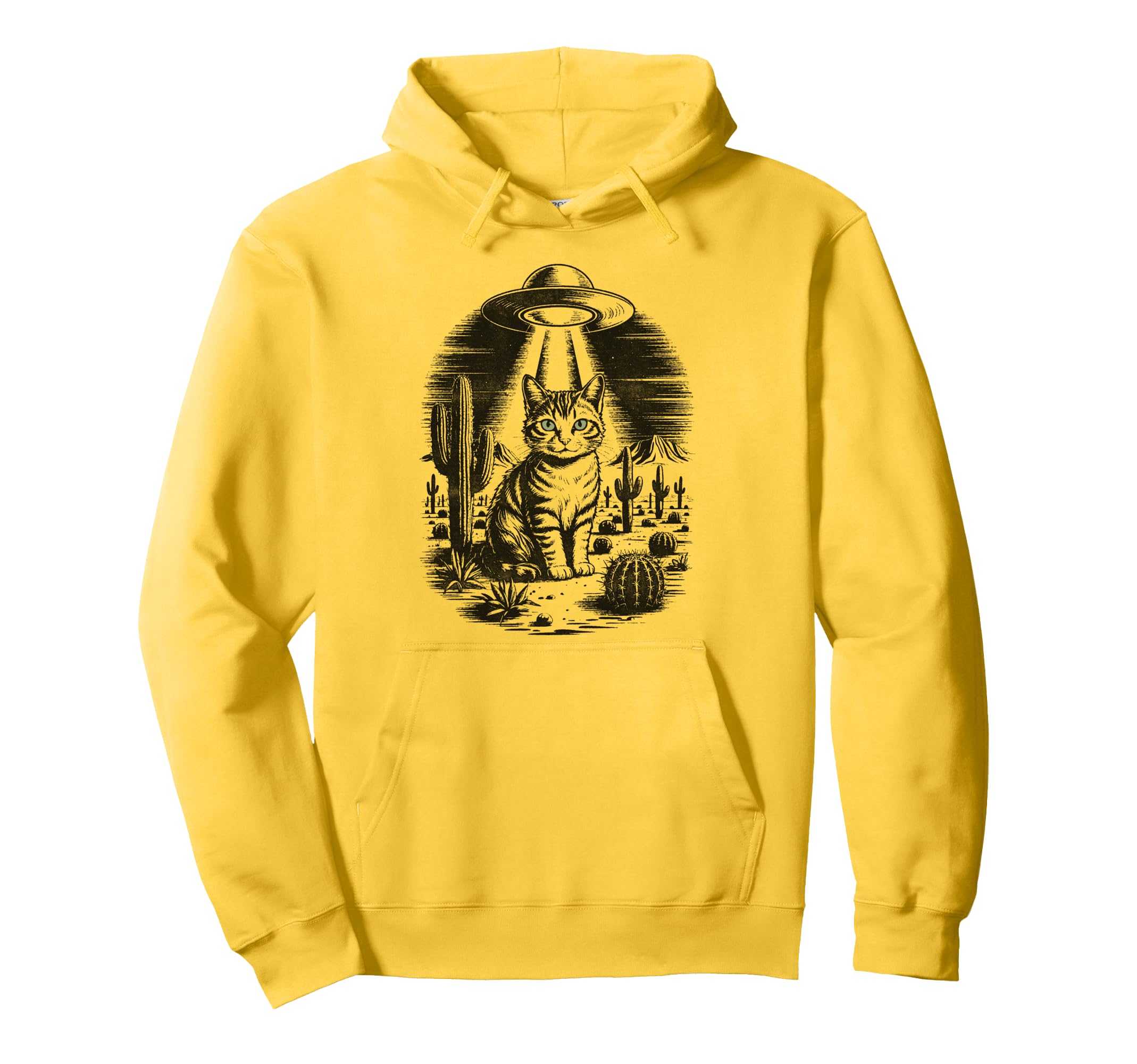 Funny Cat Western Ufo Cowboy Cat Hoodie - Novelty Apparel for Adults - T-Shirt, Sweatshirt, Hoodie