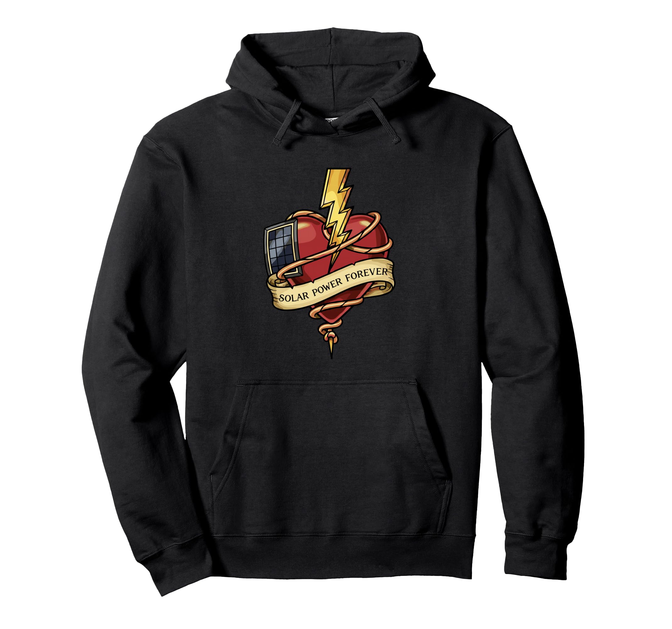 Solar Power Forever Heart Tattoo Flash Hoodie - Streetwear Style Unisex - T-Shirt, Sweatshirt, Hoodie