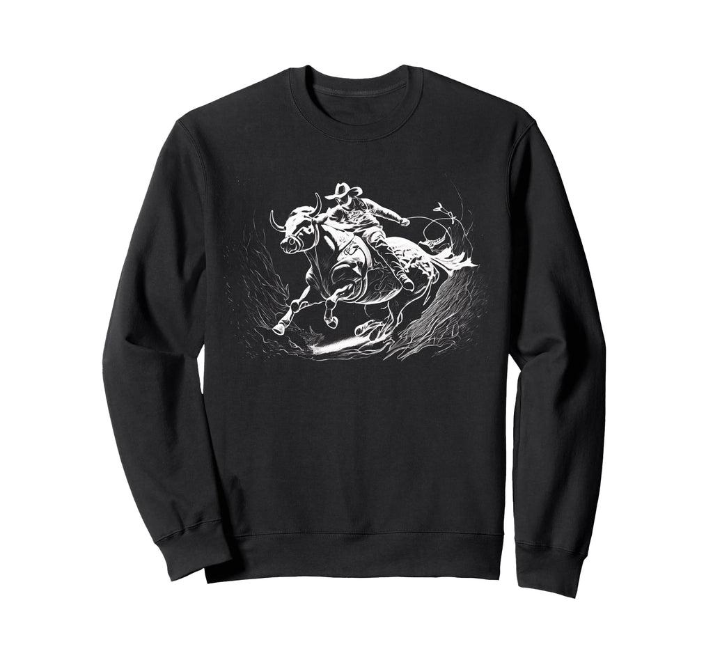Cowboy Rodeo Horse Riding Usa Sweatshirt - Minimalist Print for Adults - T-Shirt, Sweatshirt, Hoodie