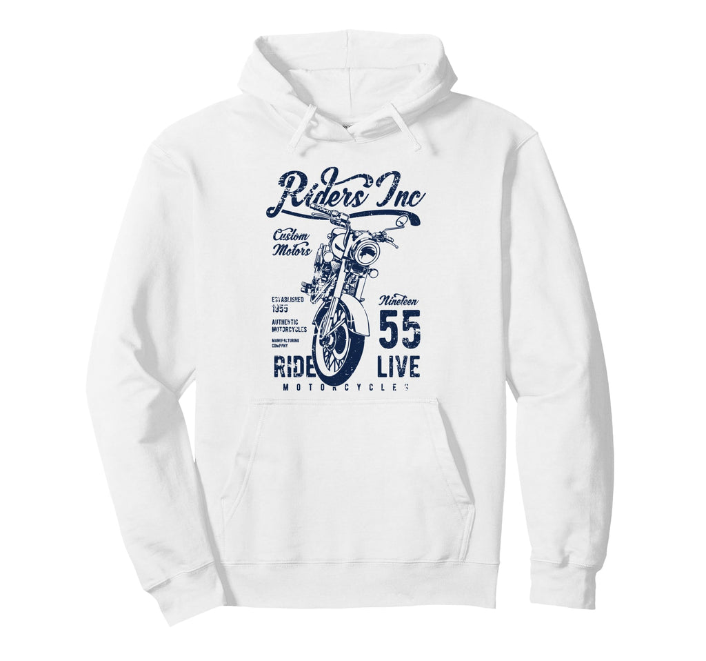 Riders Inc 1955 Motorcycle Distressed Hoodie - Unique Graphic for Adults - T-Shirt, Sweatshirt, Hoodie