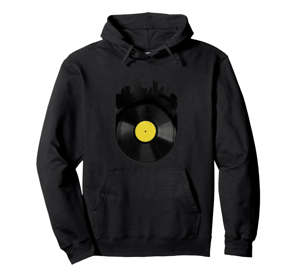 Record Cityscape Vinyl City Skyline Hoodie - Casual Everyday Wear Unisex - T-Shirt, Sweatshirt, Hoodie