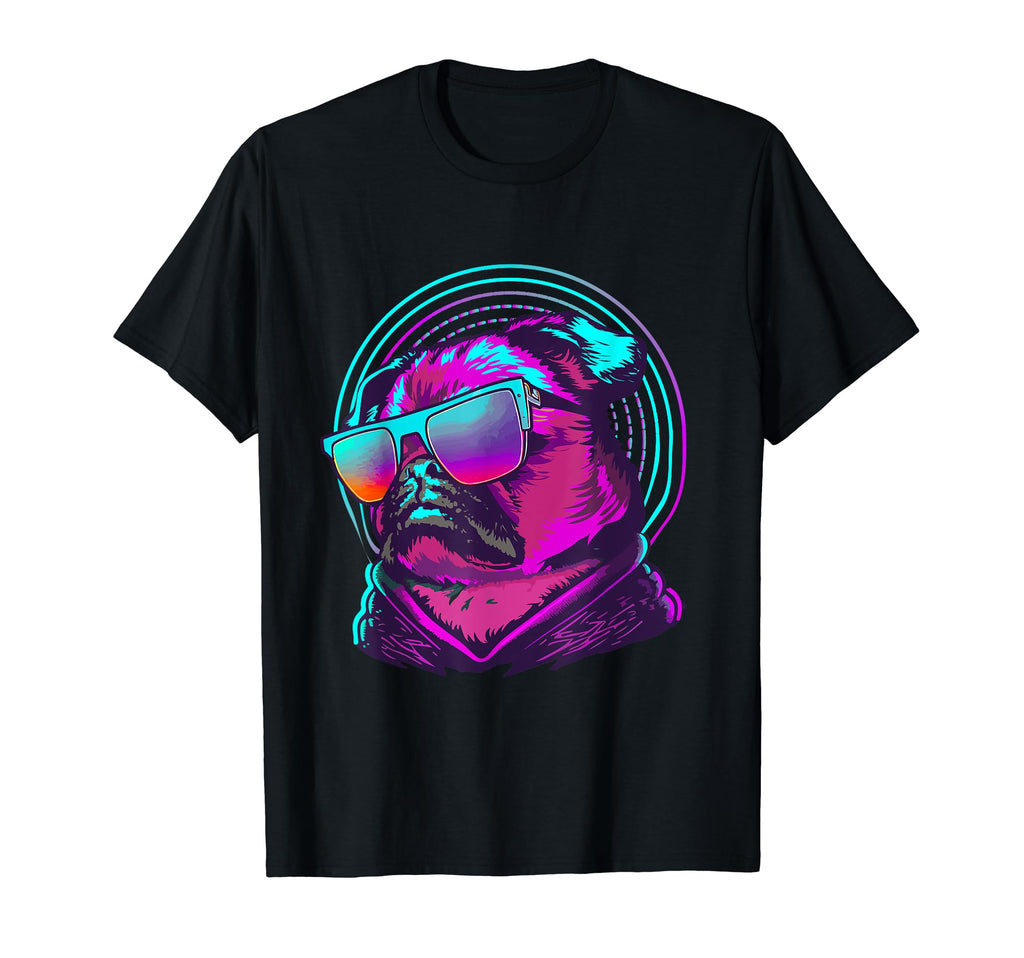 Hip Hop Wave Pug Dog Synthwave Culture T-Shirt - Fun Novelty Design Unisex - T-Shirt, Sweatshirt, Hoodie