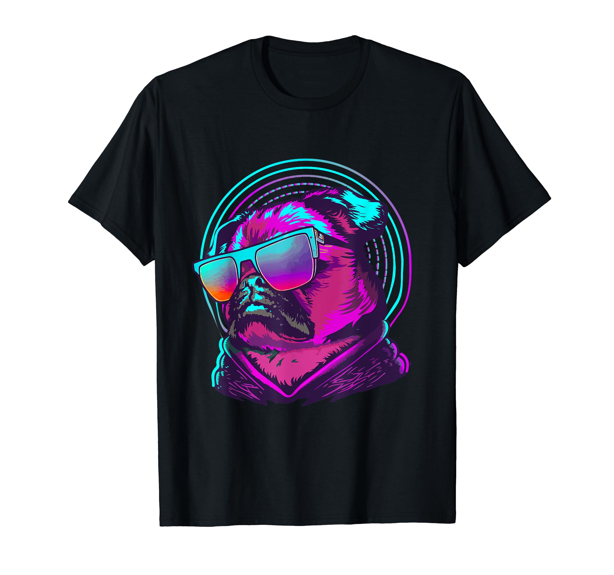 Hip Hop Wave Pug Dog Synthwave Culture T-Shirt - Fun Novelty Design Unisex - T-Shirt, Sweatshirt, Hoodie
