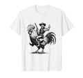 Funny Cowboy Riding Chicken T-Shirt - Minimalist Print Men Women - T-Shirt, Sweatshirt, Hoodie