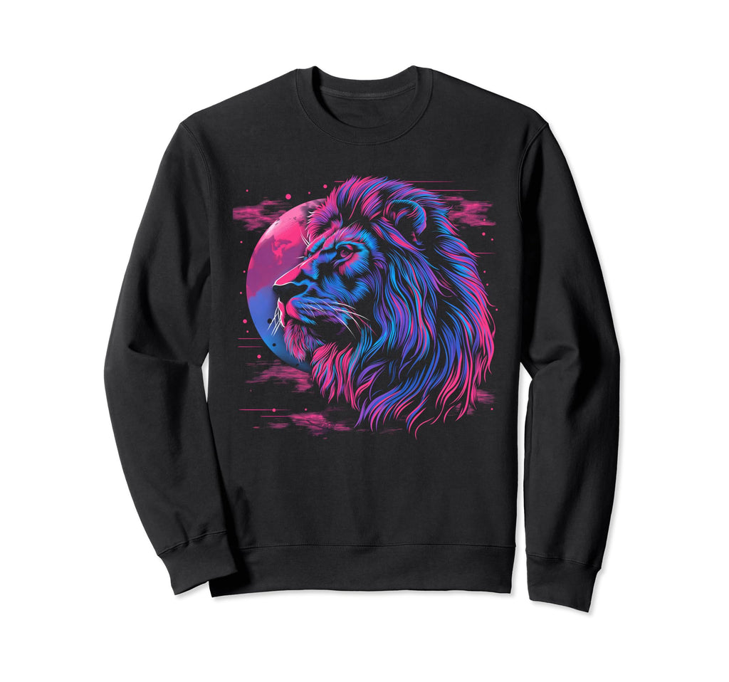 Lion Vaporwave Aesthetic Synthwave Sweatshirt - Minimalist Print Men Women - T-Shirt, Sweatshirt, Hoodie