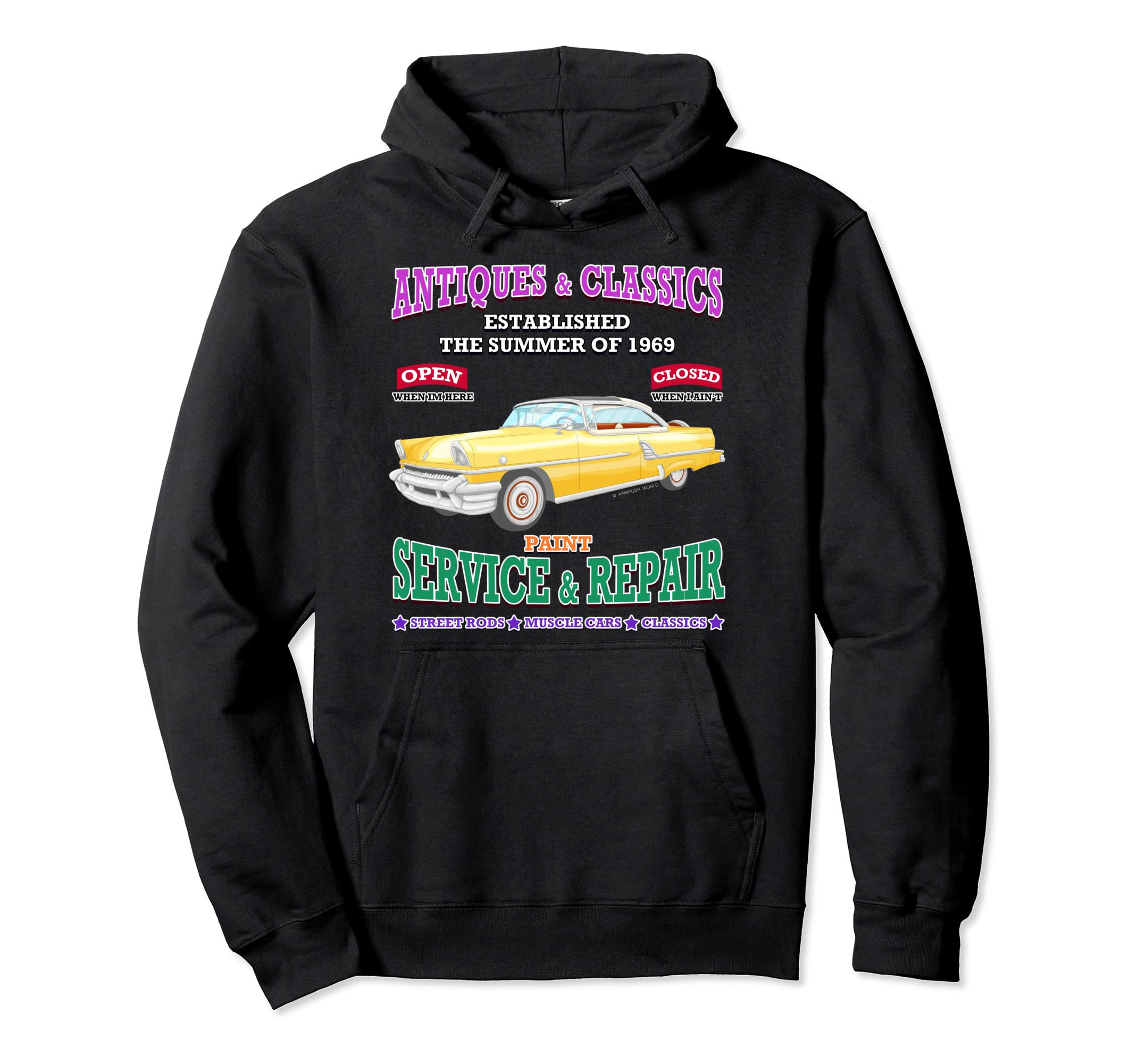 Antique Car Garage Hot Rod Hoodie - Casual Everyday Wear for Adults - T-Shirt, Sweatshirt, Hoodie