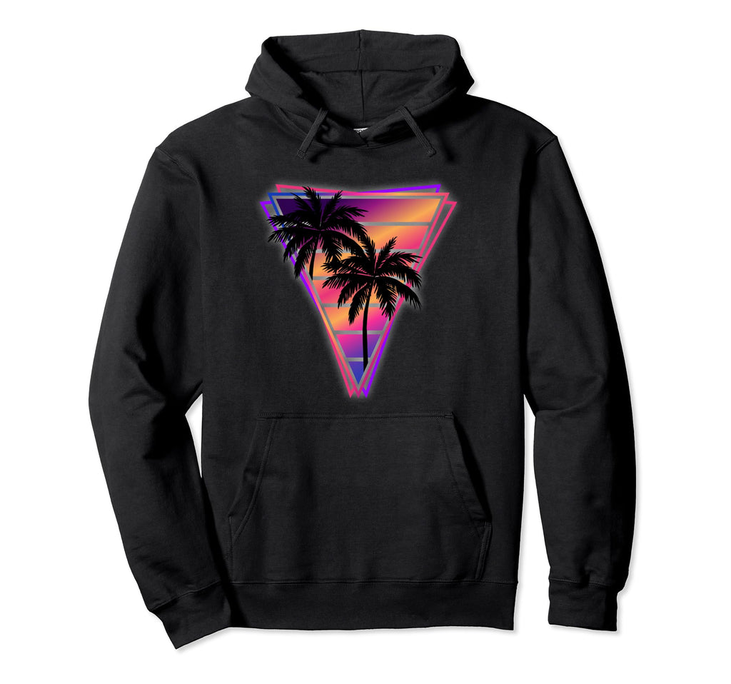 Synthwave Vaporwave Triangle Palm Trees Hoodie - Custom Art Print Unisex - T-Shirt, Sweatshirt, Hoodie