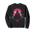 Synthwave Cat Samurai Mediation Sweatshirt - Custom Art Print Men Women - T-Shirt, Sweatshirt, Hoodie